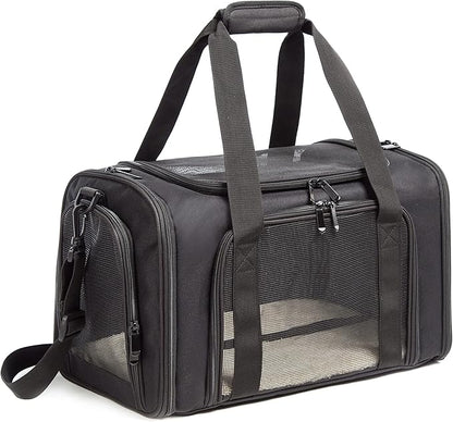Cat Carrier Dog Carrier Pet Carrier Cat Bags for Small Medium Cats Dogs Puppies of 15 Lbs,of Airline Approved Small Dog Bag Soft Sided,Collapsible Travel Puppy Carrier (Medium, Black)
