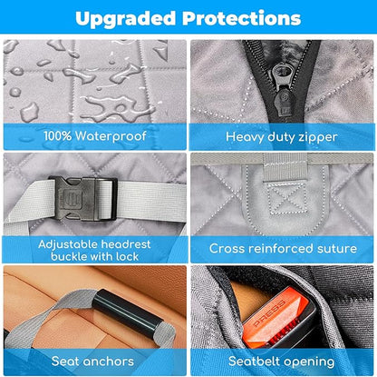 URPOWER Back Seat Extender for Dogs - Hard Bottom Dog Car Seat Cover Holds 400 lbs, Waterproof Dog Hammock Dogs Bed for Cars, SUVs &amp; Small Trucks, Pet Backseat Protector with Mesh Window &amp; Large Space
