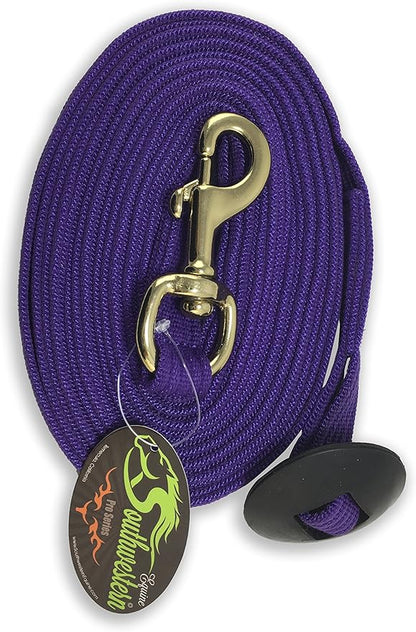 Southwestern Equine Lunge Line for Horses Cotton Horse Lunge Line with Bolt Snap &amp; Rubber Stop (Purple, 24&