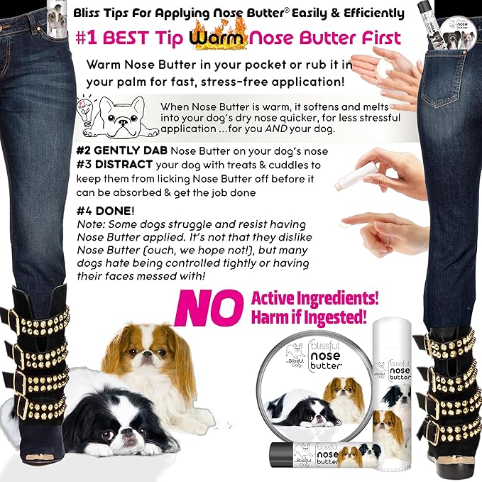 The Blissful Dog Japanese Chin Nose Butter, Versatile Dog Nose Balm for Dry Nose, Handcrafted Nose Moisturizer, Easy-to-Apply Dog Essentials, Unscented, 1 oz.
