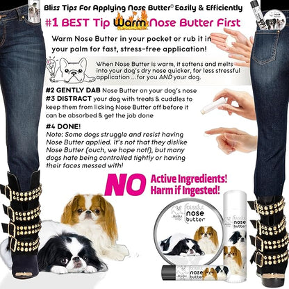 The Blissful Dog Japanese Chin Nose Butter for Dry, Cracked Skin, Lick-Safe Dog Nose Balm with Moisturizing Shea Butter, Almond, Olive, and Essential Oils, Pet Supplies, Uncented, 8 oz.