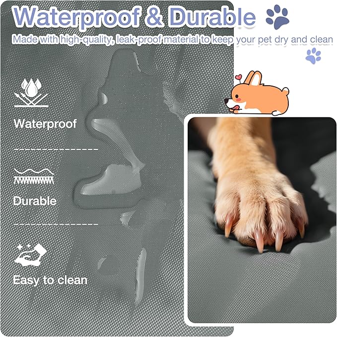 Kritter Planet Waterproof Foldable Dog Bed Pad for Camping &amp; Travel, Portable Roll-Up Dog Bed Car Seat Pet Cushion Mat with Handles for Small &amp; Medium Dogs, Indoor &amp; Outdoor Use