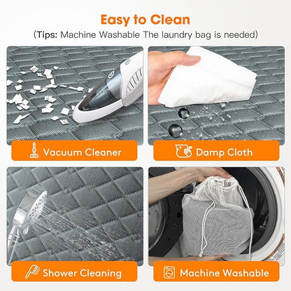 MIXJOY Back Seat Extender - Hard Bottom Dog Car Seat Cover, Waterproof &amp; Foldable Dog Hammock for Car Travel, Grey
