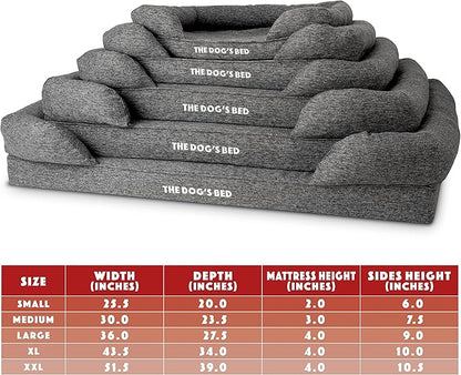 The Dog’s Bed, XL Grey Poly-Linen 43.5x34, Memory Foam, Pain Relief: Arthritis, Hip &amp; Elbow Dysplasia, Post Surgery, Lameness, Supportive, Calming, Waterproof Washable Cover, Veterinary Approved