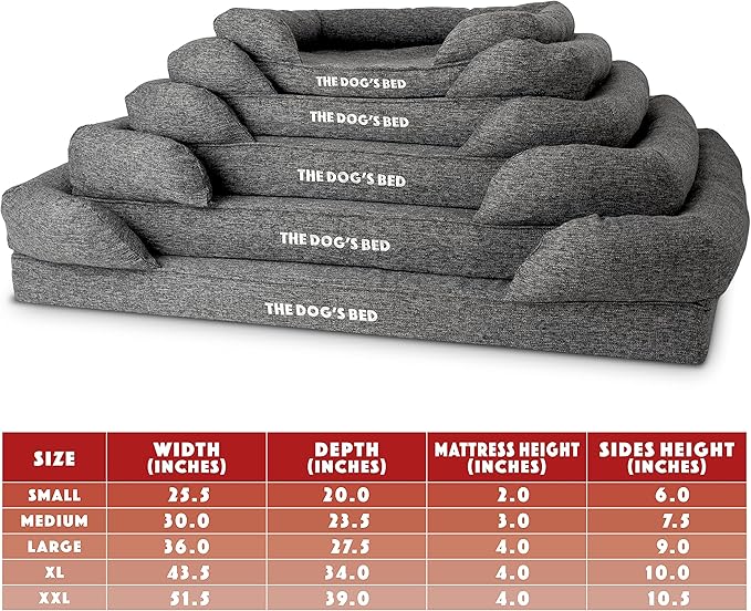 The Dog’s Bed, Large Grey Linen 36x27, Memory Foam, Pain Relief: Arthritis, Hip &amp; Elbow Dysplasia, Post Surgery, Lameness, Supportive, Calming, Waterproof Washable Cover, Veterinary Approved