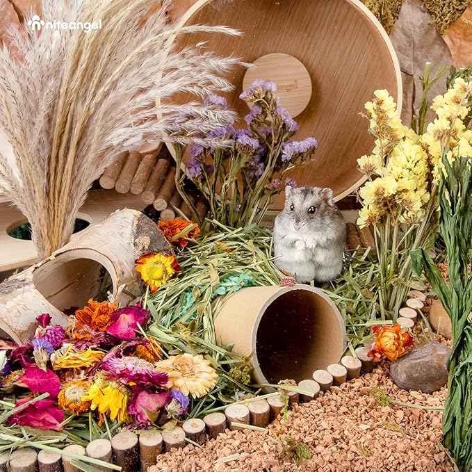Niteangel Natural &amp; Soft Hamster Bedding Mate Small Animal Habitat Decor for Syrian Dwarf Hamsters Gerbils Mice Degus Bunny or Other Small-Sized Pet (Flowers Scent Path)