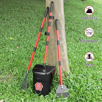 Pooper Scooper Swivel Bin &amp; Rake &amp; Spade with 60 Waste Bags, Heavy Duty Dog Poop Scooper for Large Medium Small Dogs, Long Stainless Steel Handle Use on Yard, Grass, Dirt or Gravel