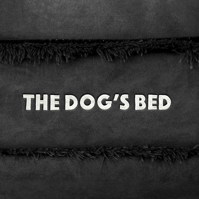 The Dog’s Bed, Medium Black Faux Fur 30x23.5, Memory Foam, Pain Relief: Arthritis, Hip &amp; Elbow Dysplasia, Post Surgery, Lameness, Supportive, Calming, Washable Cover, Veterinary Approved