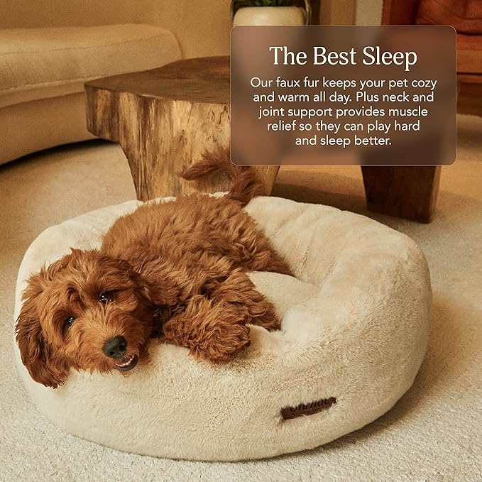 UnHide Floof Pet Bed - Medium (28" x 10") - Extra Soft Dog Bed - Removable Faux Fur Cover - Machine Washable - Helps Ease Pet Anxiety &amp; Provides The Perfect Sleep - Charcoal Charlie
