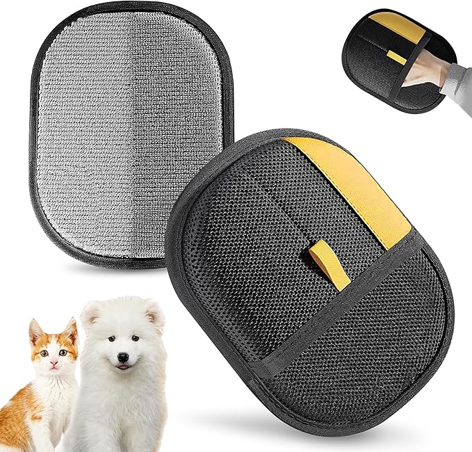 Pet Hair Remover Gloves for Cats &amp; Dogs, Electrostatic Pet Hair Removal Gloves Brush for Pets Hair, Upgraded Animal Fur Removal Tool, Reusable Cats &amp; Dogs Grooming Gloves for Hair Removal (1)