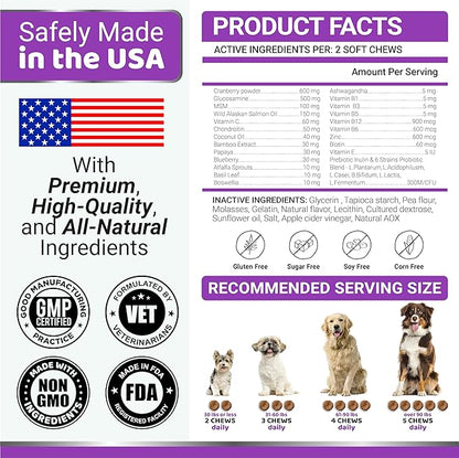 Dog Multivitamin Chewable with Glucosamine - Dog Vitamins and Supplements - 170 Treats - Senior &amp; Puppy Multivitamin for Dogs - Hip &amp; Joint Support - Immune Health, Skin, Heart, Digestion, Probiotics