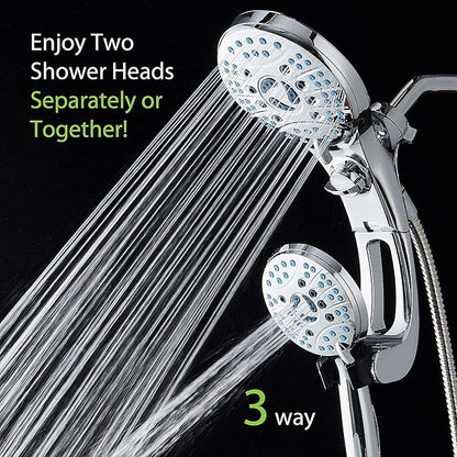Hotel Spa AquaCare for California As-Seen-On-TV High Pressure Handheld Rain 50-mode 3-way Shower Head Combo with Adjustable Arm, Anti-clog Jets, Tub &amp; Pet Power Wash, 6 ft. Stainless Steel Hose