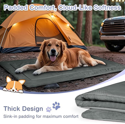 Kritter Planet Waterproof Foldable Dog Bed Pad for Camping &amp; Travel, Portable Roll-Up Dog Bed Car Seat Pet Cushion Mat with Handles for Small &amp; Medium Dogs, Indoor &amp; Outdoor Use