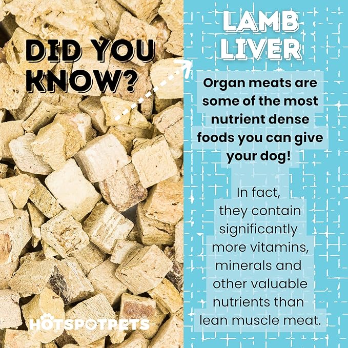 hotspot pets Lamb Liver Treats, 1LB Bag, All Natural Grain-Free Cat &amp; Dog Training Topper Snack, Single Ingredient, Made in USA