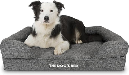 The Dog’s Bed, Large Grey Linen 36x27, Memory Foam, Pain Relief: Arthritis, Hip &amp; Elbow Dysplasia, Post Surgery, Lameness, Supportive, Calming, Waterproof Washable Cover, Veterinary Approved