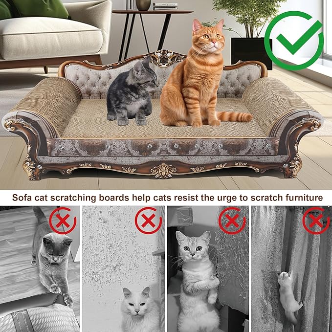 Sofa Shaped Scratching Couch,Thick Scratching Cardboard, Lounge Bed for Indoor Rest&amp;Play, Sofa Scratcher Pad (39.4" L X 14.4 "W X 14" H)
