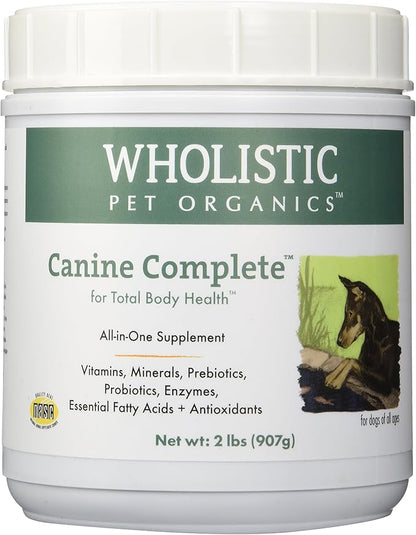 Wholistic Pet Organics Canine Complete - Dog Multivitamin Powder - 2 Lb - Daily Dog Vitamins and Supplements for Homemade Food - Immune System, Skin, Coat &amp; Overall Health - Small and Large Breed