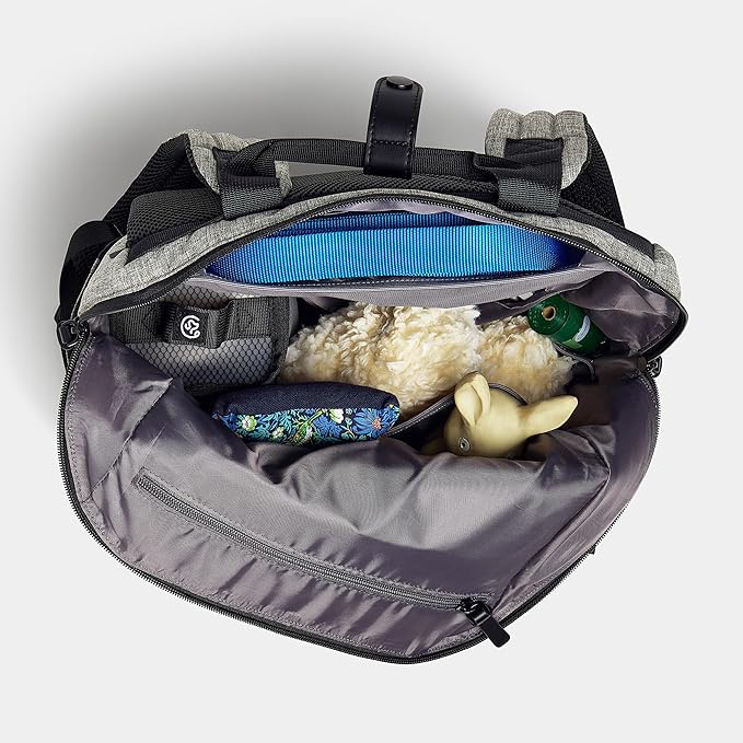 Porter 2-in-1 Dog Gear Backpack – Premium Dog Travel Bag with 10 Pockets, Zip-Off Treat Pouch, Leash Clip, Waterproof Pockets &amp; Water Bottle Holder – Weekend, Hiking, Camping, Checkerboard