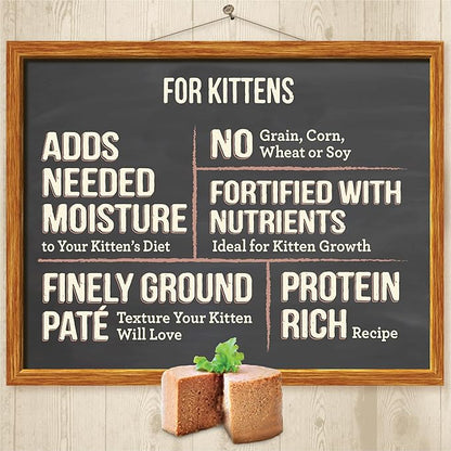 Merrick Purrfect Bistro Grain Free Premium Soft Canned Pate Chicken Wet Cat Food, Kitten Dinner Recipe - 5.5 OZ Can