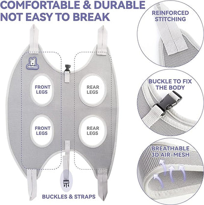 Dog Grooming Hammock Harness for Dogs &amp; Cats with Pet Nail Clipper Trimmer - Cat Hanger Sling for Trimming Clipping Nails- Dog Hammock Restraint Bag for Small Medium Large pet （ Grey M ）