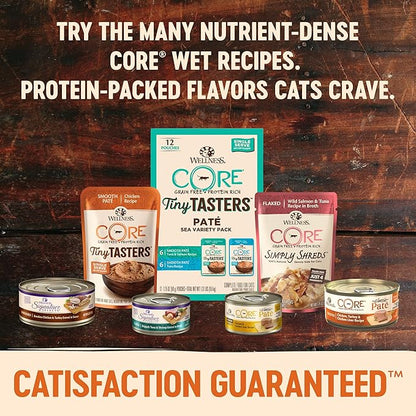 Wellness CORE Tiny Tasters Wet Cat Food, Complete &amp; Balanced Natural Pet Food, Made with Real Meat, 1.75-Ounce Pouch, 12 Pack (Adult Cat, Tuna &amp; Salmon Pate)