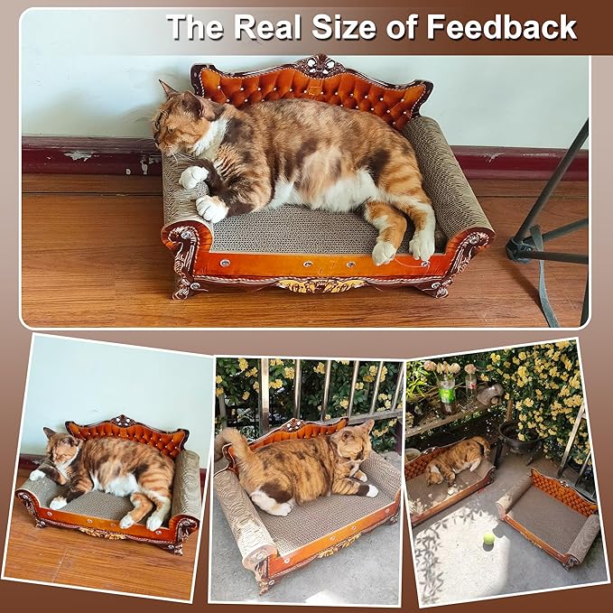 Sofa Shaped Scratching Couch,Thick Scratching Cardboard, Lounge Bed for Indoor Rest&amp;Play, Sofa Scratcher Pad (21.2" L X 12.2 "W X 11.8" H)