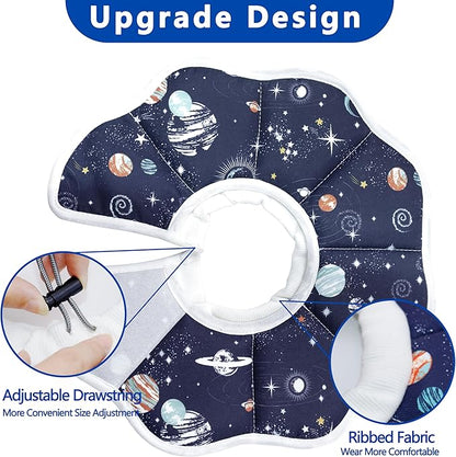 Soft Adjustable Cat Cone Collar, Comfortable Recovery Collar for Cats After Surgery (Dark Blue, Small)