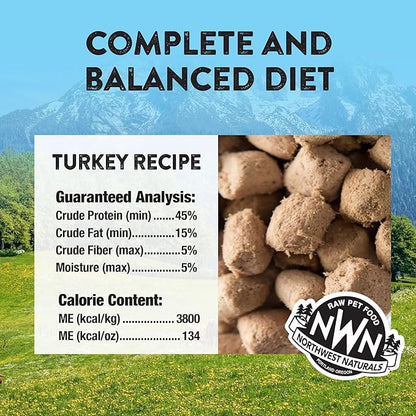 Northwest Naturals Freeze-Dried Turkey Cat &amp; Kitten Food – Bite-Sized Nibbles – Healthy, Limited, Human-Grade Ingredients, All-Natural, High-Protein Raw Diet – Complete &amp; Balanced – 11 oz (Pack of 3)