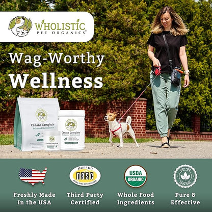 Wholistic Pet Organics Canine Complete - Dog Multivitamin Powder - 1 Lb - Daily Dog Vitamins and Supplements for Homemade Food - Immune System, Skin, Coat &amp; Overall Health - Small and Large Breed