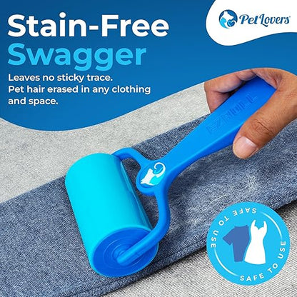 PetLovers EzRoll Reusable Lint Roller - Sticky for Life &amp; Multi-Purpose Pet Hair, Dust, &amp; Lint Remover for Clothing, Upholstery, &amp; Cars - Sustainable, Washable &amp; Efficient
