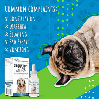 Digestive Care for Dogs, Natural Constipation Relief for Dogs and Puppies &amp; Support for Diarrhea, Bloating, Bad Breath, Vomiting, Lack of Appetite, 60 Milliliters