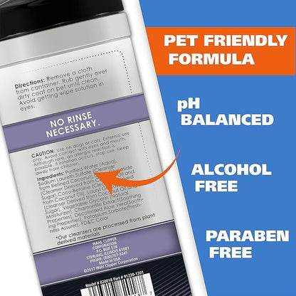 Wahl USA Pet Refresh Lavender Cleaning Wipes for All Dog Breeds - Use on Ears, Nose, Paws, Bottom, &amp; Sensitive Areas - 50 Wipes - 820018A