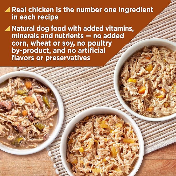 Nature’s Recipe Grain Free Chicken Recipe, Chicken &amp; Venison Recipe and Chicken &amp; Duck Recipe in Savory Broth Variety Pack Wet Dog Food, 12-2.75 oz. Cups, 2 Count