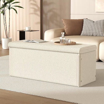 SUN TIME 42" Foldable Velvet Ottoman Bench with Storage，Large Capacity End of Bed Chest, Soft Cushion Seat, Toy &amp; Blanket Organizer, Footrest for Bedroom, Living Room, Entryway, Apartment