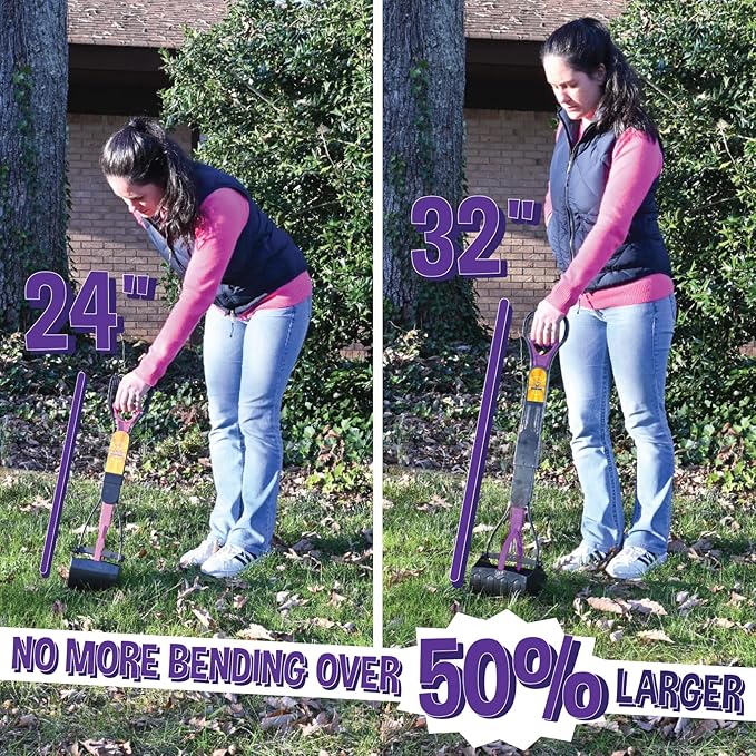 Bodhi Dog Large Foldable Pooper Scooper - 32” Long Handle, Lightweight Portable Pooper Scooper for Small &amp; Large Dogs - Easy to Use - Made with Premium Durable Materials (Purple)