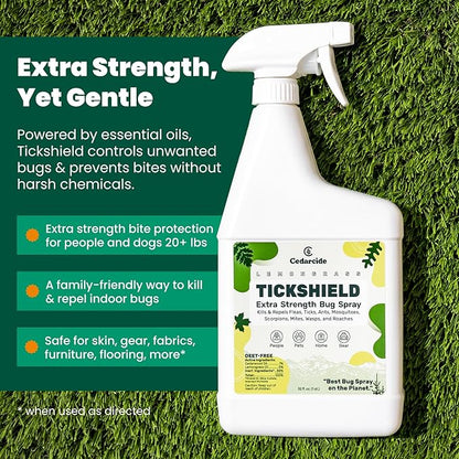 Tickshield Extra-Strength Bug Spray | Our Original Formula with an Extra Kick | for People, Gear, &amp; Animals Over 20 Lbs (Pint)