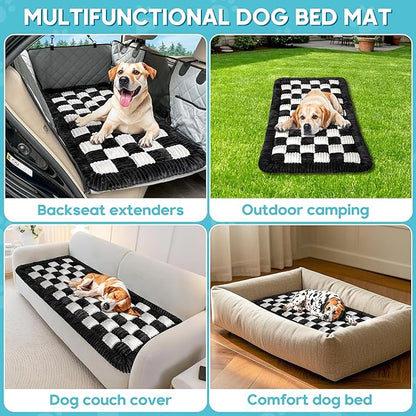 Dog Car Bed Mat, Non-Slip Backseat Extender Pet Blanket, Plaid Dog Bed for SUVs, Sedans &amp; Trucks, Chew-Resistant Travel Pad for Dogs, Easy Clean &amp; Scratch-Proof &amp; Comfort (50"x24.6")