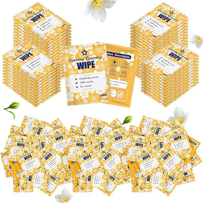Tondiamo 200 Pcs Feminine Wet Wipes for Women Individually Wrapped Flushable Wipes Travel Size Soothing Personal Wipe Cleansing Natural Ingredients for Feminine Daily Use (Jasmine)