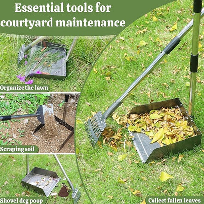 T2Y Pooper Scooper, Extra Long Handle Dog Pooper Scooper, Adjustable Stainless Steel Rake &amp; Spade &amp; Extra Large Tray, Durable Poop Scoopers for Yard, Lawn, Snowfield, Suitable for Multi-Dog Family
