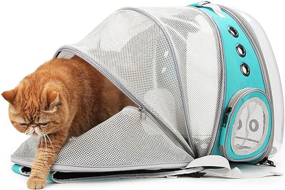 Lollimeow Cat Carrier Backpack, Bubble Expandable Backpack Carrier, Pets and Small Dogs,Airline-Approved, Designed for Travel, Hiking, Walking &amp; Outdoor Use (Back Expandable-Green)
