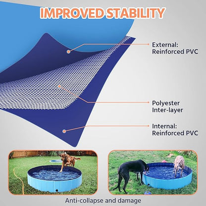 Yaheetech Foldable Hard Plastic Extra Large Dog Pet Bath Swimming Pool Collapsible Dog Pet Pools Bathing Tub Paddling Pool for Large Pets Dogs Cats, Black/Blue/Gray/Red, XXL/XL/L/M