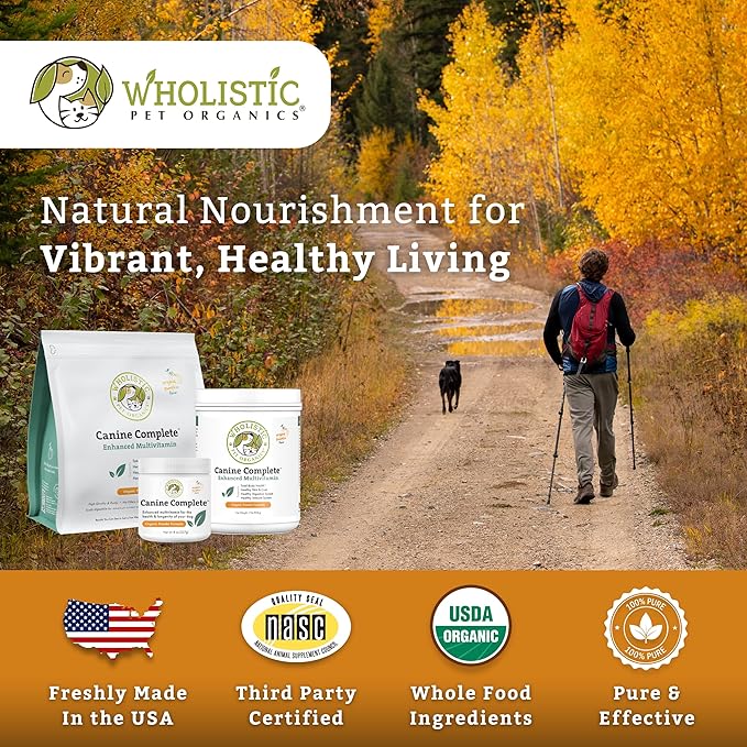 Wholistic Pet Organics Canine Complete - Dog Multivitamin Powder - 8 Oz - Daily Dog Vitamins and Supplements for Homemade Food - Immune System, Skin, Coat &amp; Overall Health - Small and Large Breed