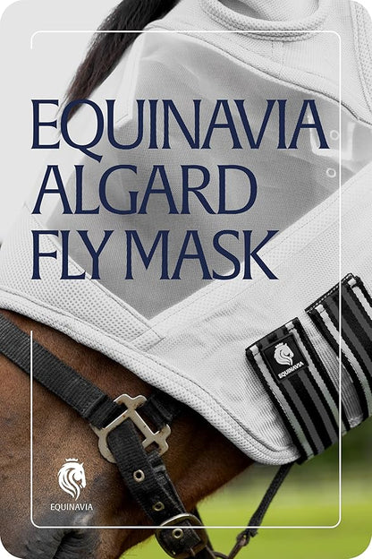 Equinavia Algard Soft Mesh Horse Fly Mask with Ear Protection and 45 UPF Rating | No Eye Irritation &amp; UV Protection - Silver - Horse