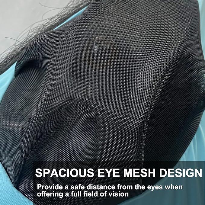 Stretchy Horse Fly Mask for Horses, Soft Lycra Equine Mesh Mask, Elasticity Horse Face Covering, Breathable&amp;UV Protection, Pacific Blue, Cob