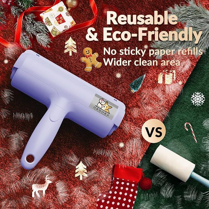 ORDORA Pet Hair Remover for Couch, Reusable Dog Hair Remover Roller for Dog &amp; Cat, Self-Cleaning, No Adhesive or Sticky Tape Needed, Perfect Fur Remover for Couch (Violet)