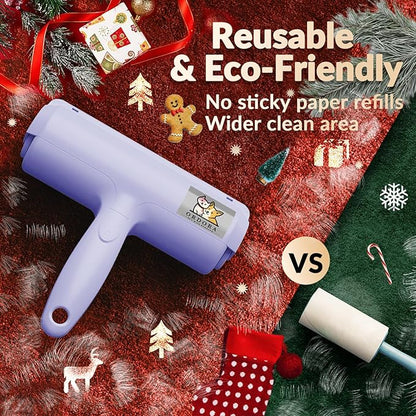 ORDORA Pet Hair Remover for Couch, Reusable Dog Hair Remover Roller for Dog &amp; Cat, Self-Cleaning, No Adhesive or Sticky Tape Needed, Perfect Fur Remover for Couch (Violet)