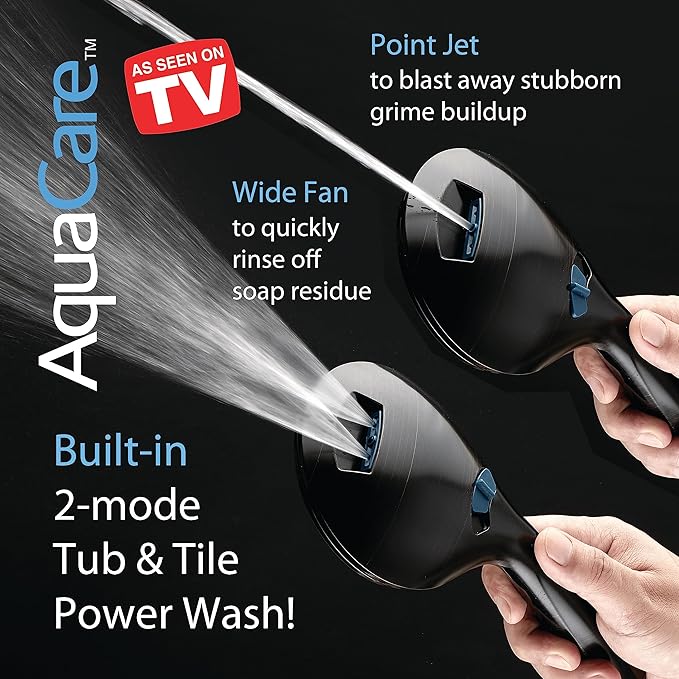 Hotel Spa AquaCare As-Seen-On-TV High Pressure Handheld/Rain 50-mode 3-way Shower Head Combo with Adjustable Arm - Anti-clog Nozzles, Tub &amp; Pet Power Wash, 6 ft. Hose, Rubbed Bronze Finish