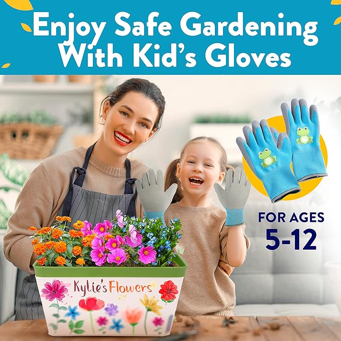Home Grown Paint &amp; Grow Flower Gardening Kit Set for Boys and Girls - Craft Activity Toy for Kids, Ages 5 6 7 8-12 Years Old - Unique Birthday Present - Plant Gift Toys