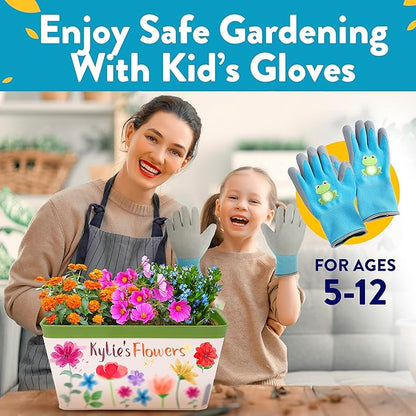 Home Grown Paint &amp; Grow Flower Gardening Kit Set for Boys and Girls - Craft Activity Toy for Kids, Ages 5 6 7 8-12 Years Old - Unique Birthday Present - Plant Gift Toys