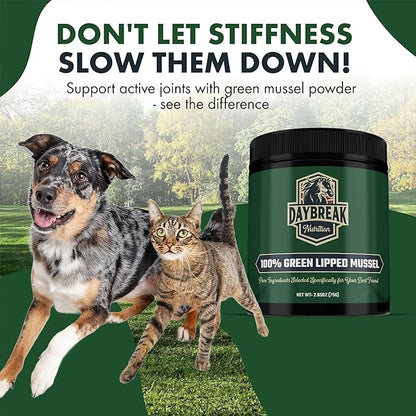 Pure Green Lipped Mussel Powder for Dogs and Cats - 100% New Zealand Green Lipped Mussels - Anti Inflammatory Supplement &amp; Vitamins to Help Your Pet Deal with Arthritis, Joint Pain Relief - 150 Grams